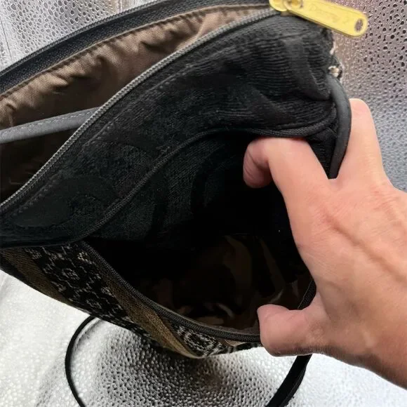 Danny K Women's Striped Shoulder Bag Black & Brown Adjustable Strap - Picture 8 of 8